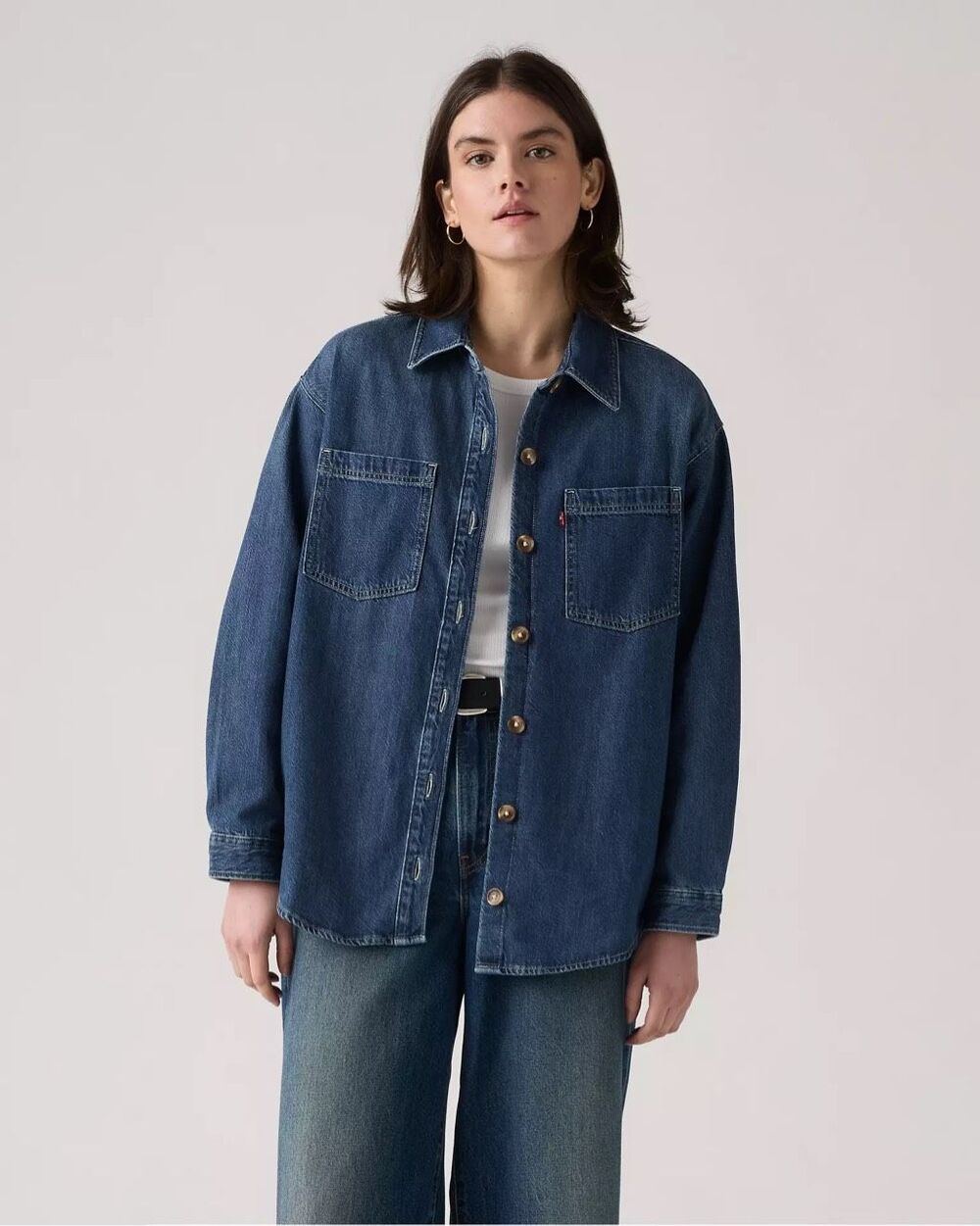 Levi’s Denim Iris Relaxed Fit Button Down Overshirt Play Around Blue XL